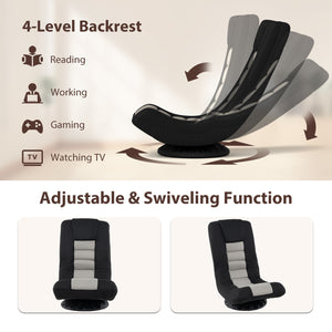 360Â° Swivel Gaming Chair with 4 Adjustable Position-Black and Gray