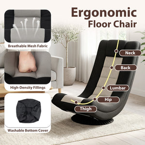 360Â° Swivel Gaming Chair with 4 Adjustable Position-Black and Gray