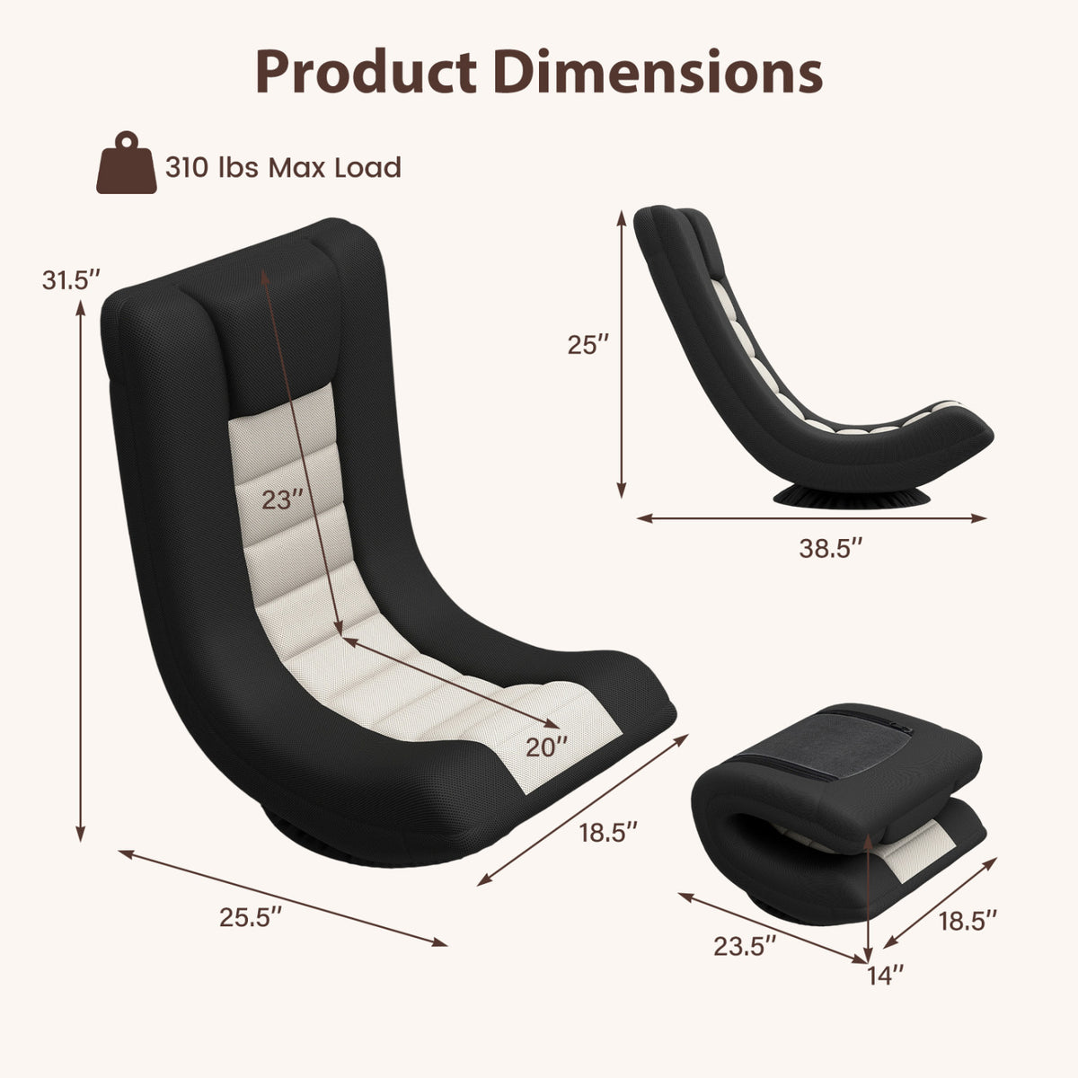 360Â° Swivel Gaming Chair with 4 Adjustable Position-Black and Gray