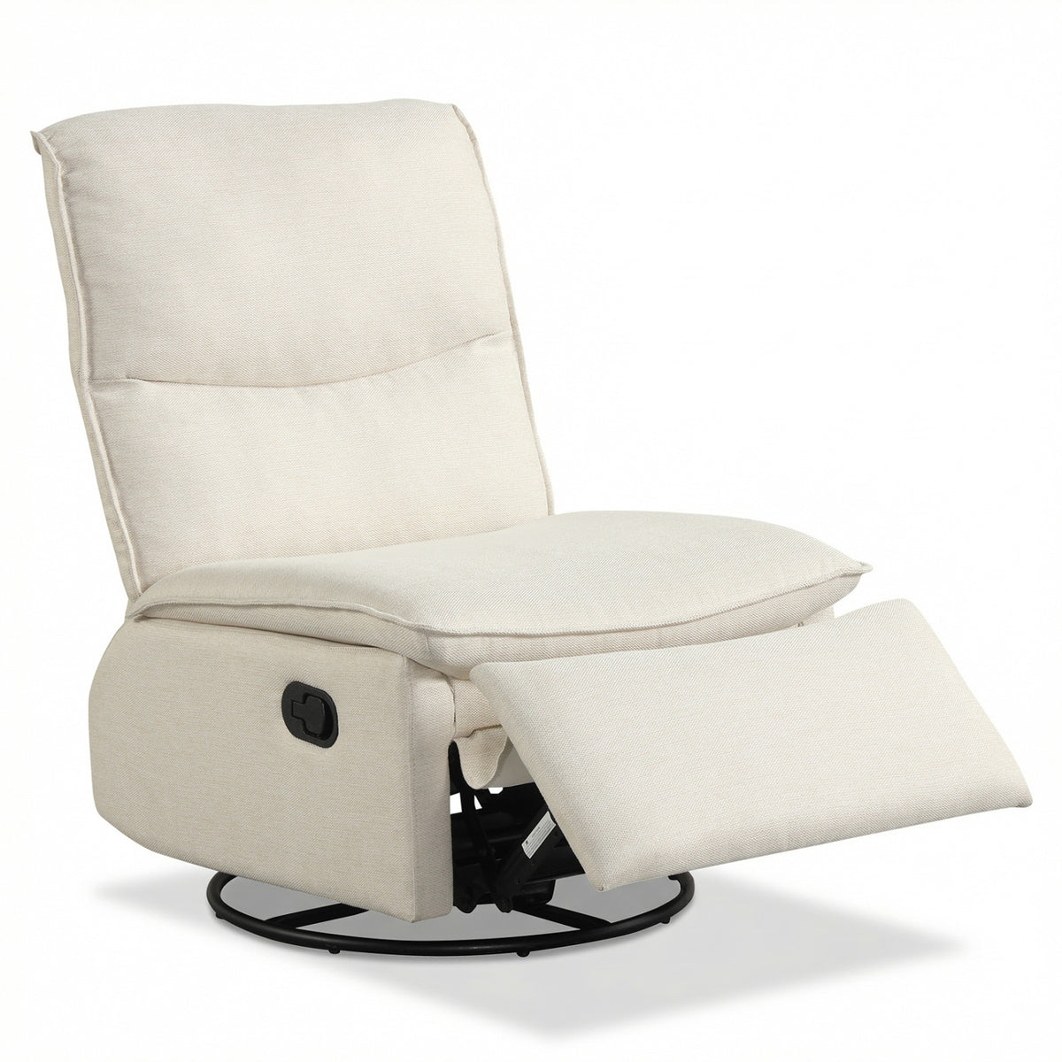 360Â° Swivel Rocking Chair with Cushioned Back for Living Room-Beige