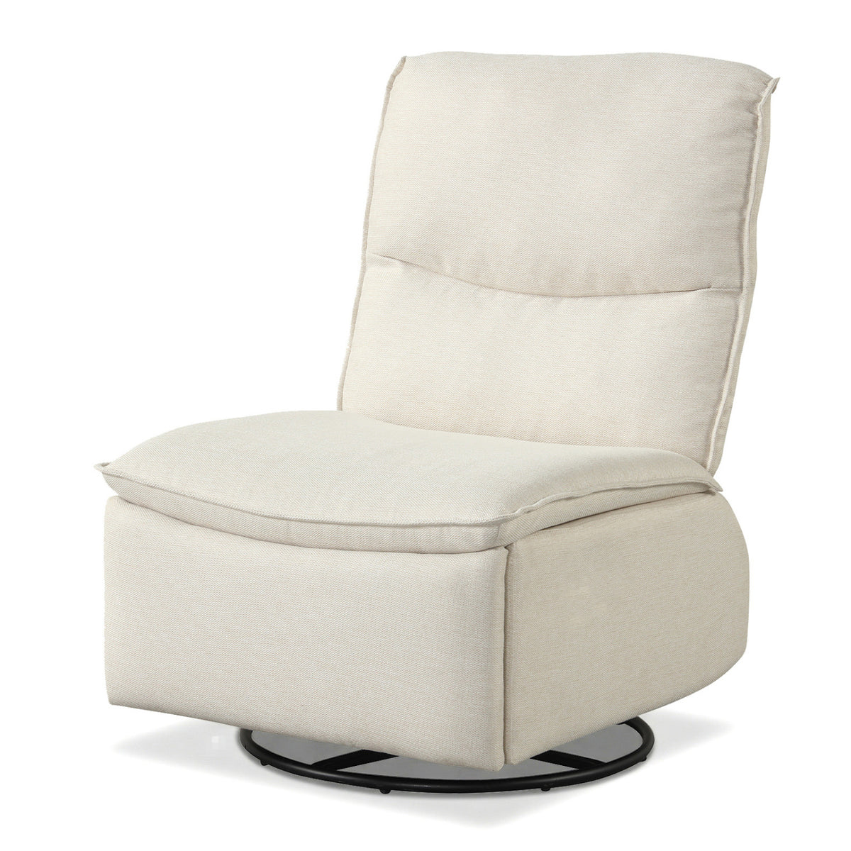 360Â° Swivel Rocking Chair with Cushioned Back for Living Room-Beige