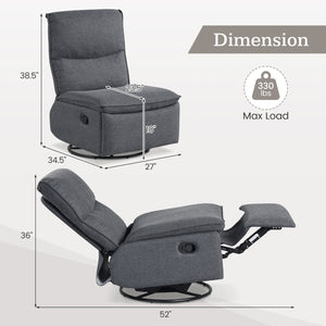 360Â° Swivel Rocking Chair with Cushioned Back for Living Room-Gray