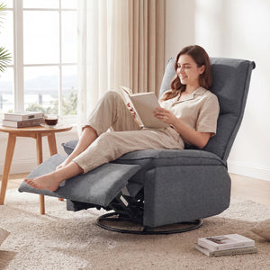 360Â° Swivel Rocking Chair with Cushioned Back for Living Room-Gray