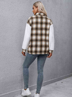 Timeless Modern Plaid Collared Neck Button Down Jacket Casual Simple Jacket For Women Classic Jacket