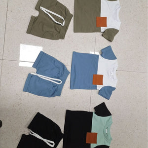 Color Matching Short Sleeve Shorts Suit