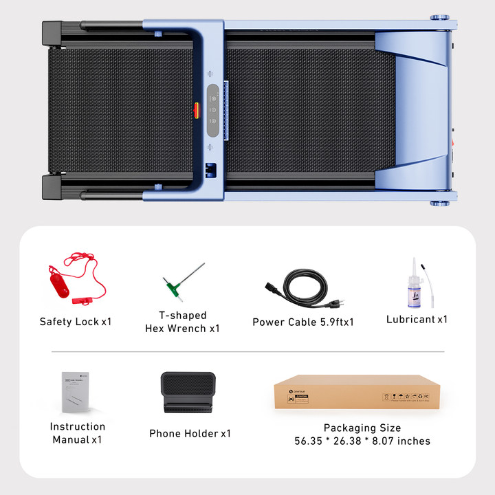 DeerRun All-New 2026 A1 Pro Move+  6% Incline Foldable Treadmill——Upgraded Chip & NFC Support | 350Lbs, 10mph Blue