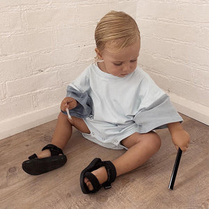 Baby Boy Solid Color Stitching Triangle Short-sleeved Jumpsuit