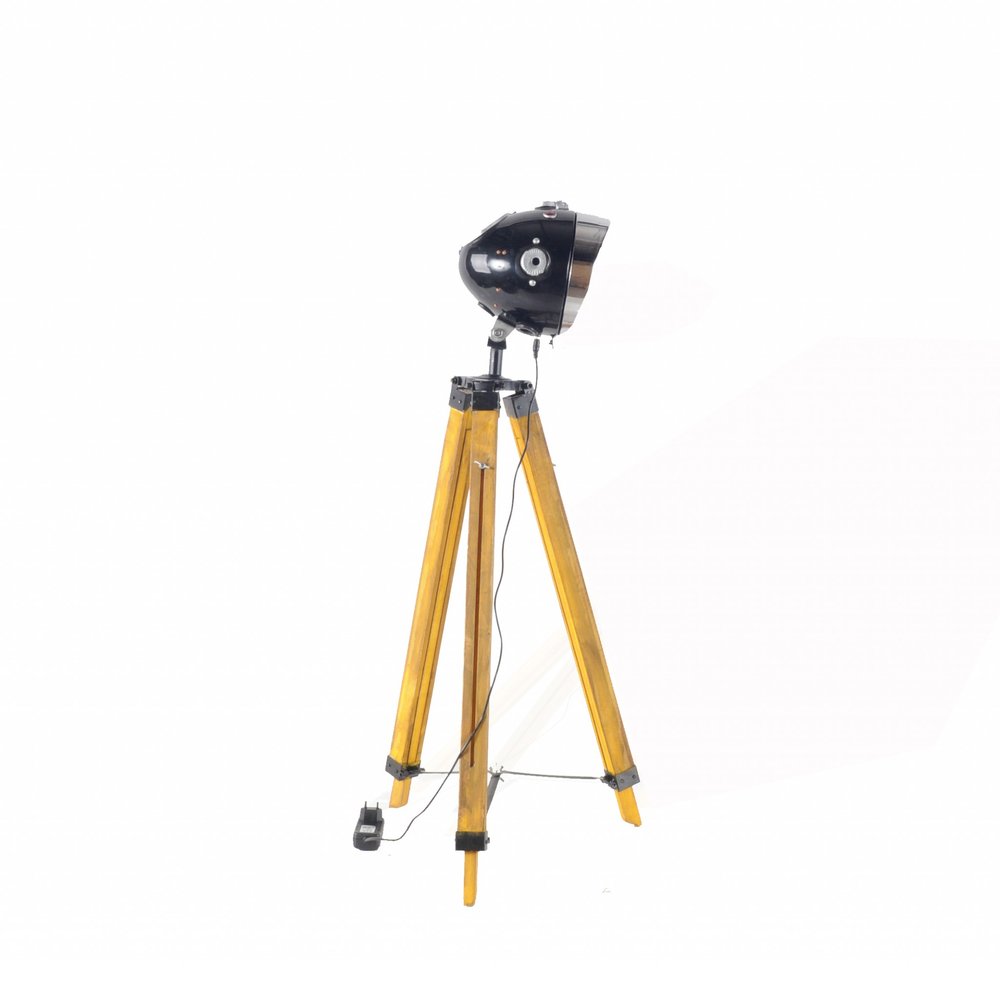 35" Brown Tripod Floor Lamp With Cone