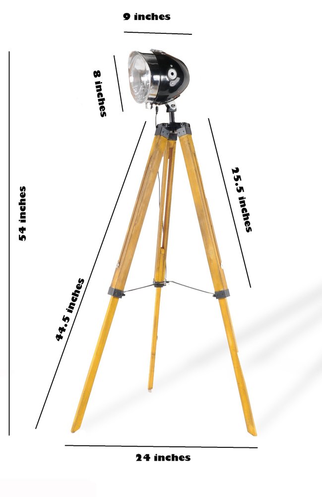 35" Brown Tripod Floor Lamp With Cone