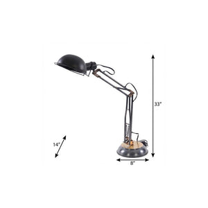 33" Black Metal Desk Table Lamp With Black Bowl Shade