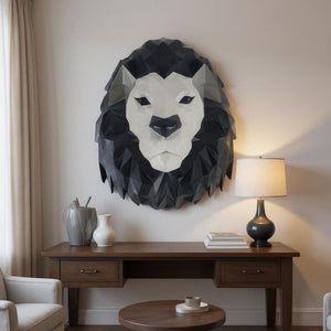 11.5" X 9.5" X 14" Origami Lion Head Wall Decoration