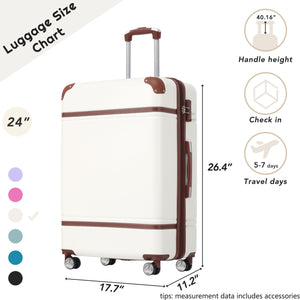 Hardshell Luggage With Tsa Lock, 24" Expandable Lightweight Suitcase With Spinner Wheels, Single Vintage Luggage by Couch.com
