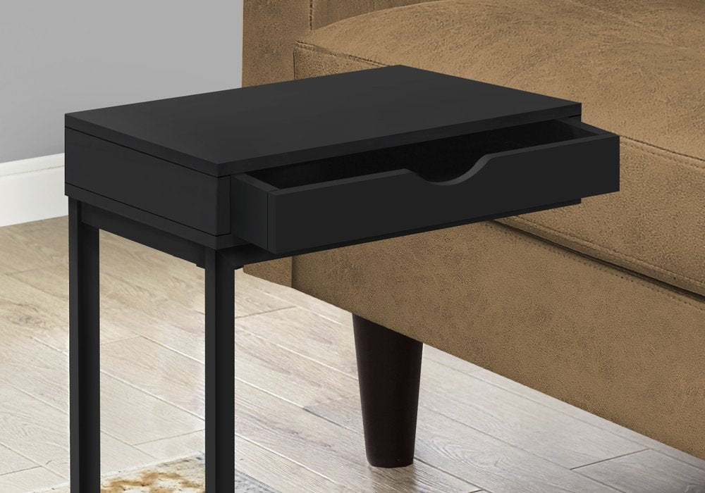 16" X 10.25" X 24.5" Black Metal With A Drawer Accent Table