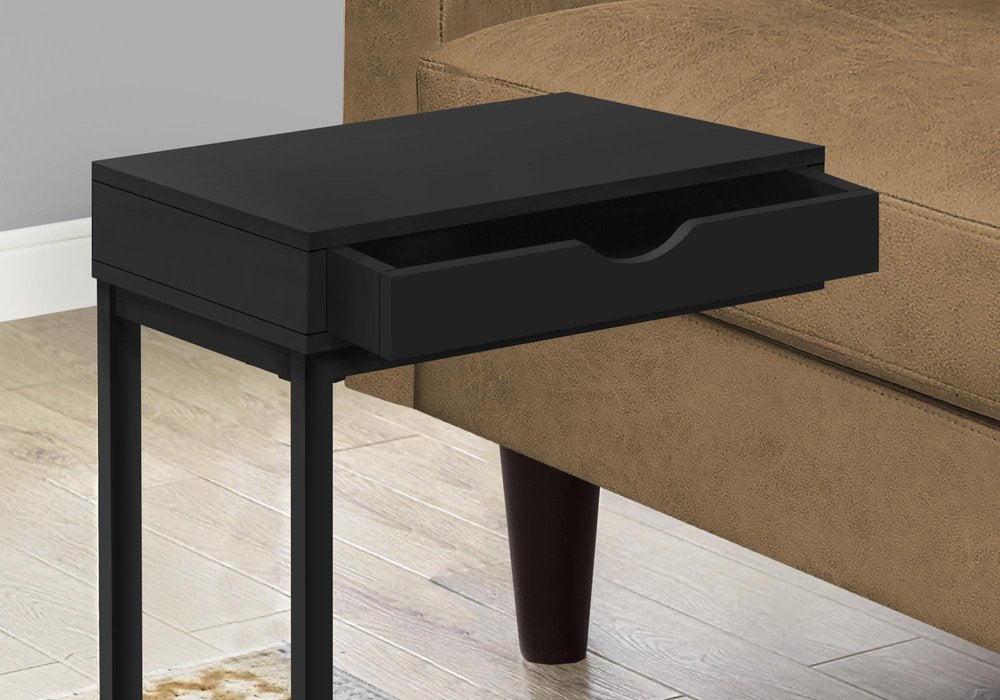 16" X 10.25" X 24.5" Black Metal With A Drawer Accent Table