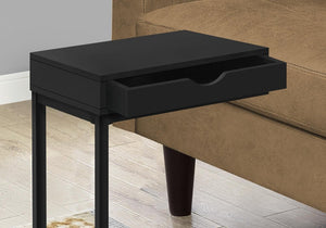 16" X 10.25" X 24.5" Black Metal With A Drawer Accent Table