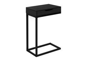 16" X 10.25" X 24.5" Black Metal With A Drawer Accent Table