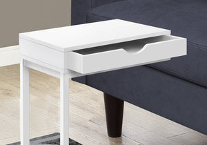 16" X 10.25" X 24.5" White Metal With A Drawer Accent Table