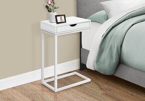 16" X 10.25" X 24.5" White Metal With A Drawer Accent Table