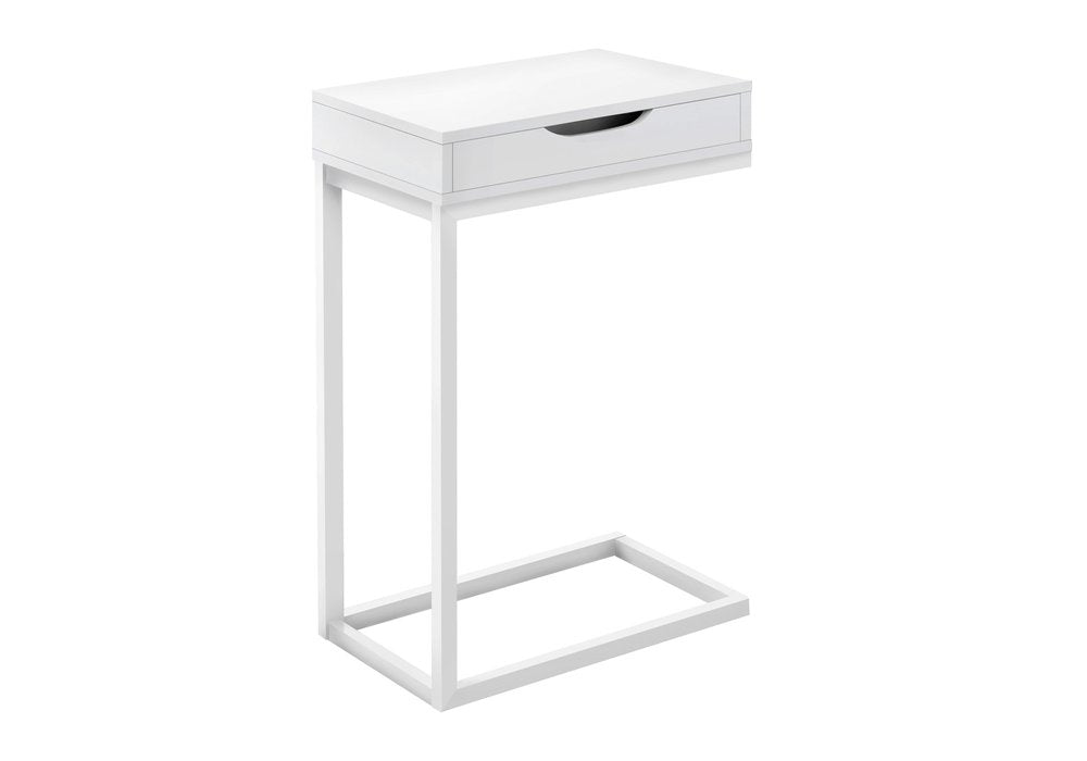 16" X 10.25" X 24.5" White Metal With A Drawer Accent Table