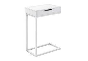 16" X 10.25" X 24.5" White Metal With A Drawer Accent Table
