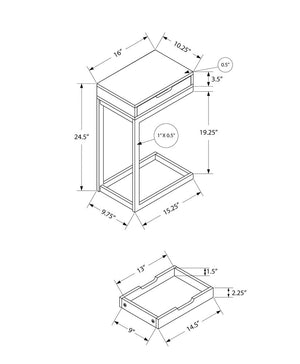 16" X 10.25" X 24.5" White Metal With A Drawer Accent Table