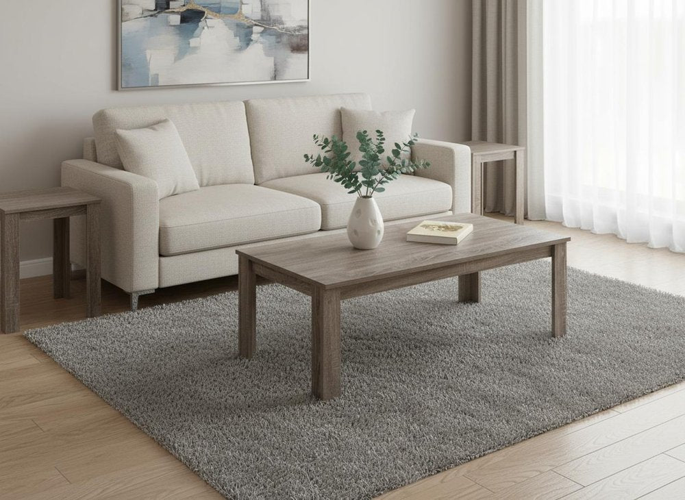 Set of Three 44" Taupe Coffee Table