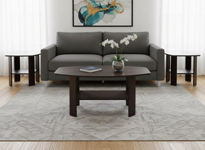 Set of Three 36" Brown Coffee Table With Shelf