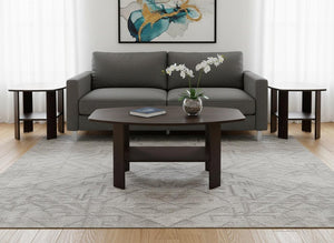 Set of Three 36" Brown Coffee Table With Shelf