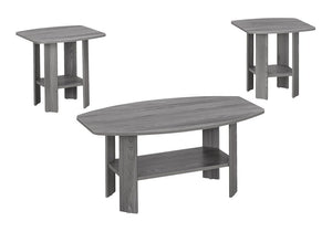 Set of Three 36" Gray Coffee Table With Shelf