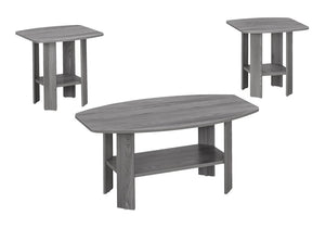 Set of Three 36" Gray Coffee Table With Shelf