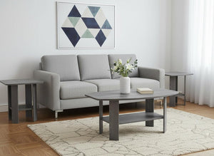 Set of Three 36" Gray Coffee Table With Shelf