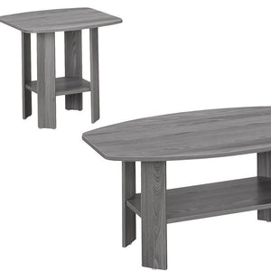 Set of Three 36" Gray Coffee Table With Shelf