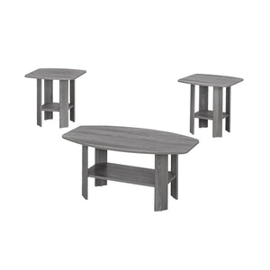 Set of Three 36" Gray Coffee Table With Shelf