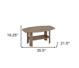 Set of Three 36" Taupe Coffee Table With Shelf