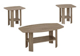 Set of Three 36" Taupe Coffee Table With Shelf