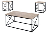Set of Three 42" Beige And Black Metal Coffee Table