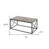 Set of Three 42" Beige And Black Metal Coffee Table