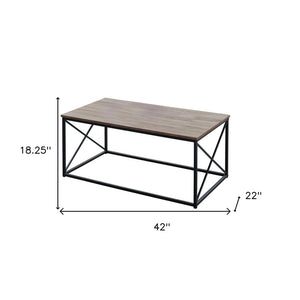 Set of Three 42" Beige And Black Metal Coffee Table
