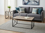 Set of Three 42" Beige And Black Metal Coffee Table