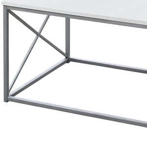 Set of Three 42" White And Silver Metal Coffee Table