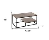 Set of Three 42" Taupe And Black Metal Coffee Table With Shelf