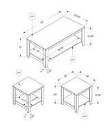 Set of Three 42" Gray Coffee Table With Shelf