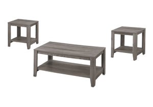Set of Three 42" Gray Coffee Table With Shelf