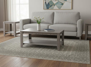 Set of Three 42" Gray Coffee Table With Shelf