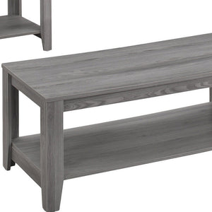 Set of Three 42" Gray Coffee Table With Shelf