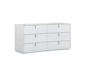 62" White Wood Six Drawer Double Dresser