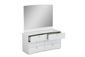 62" White Wood Six Drawer Double Dresser