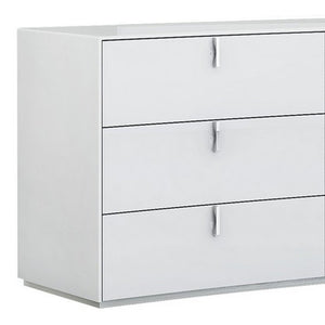62" White Wood Six Drawer Double Dresser