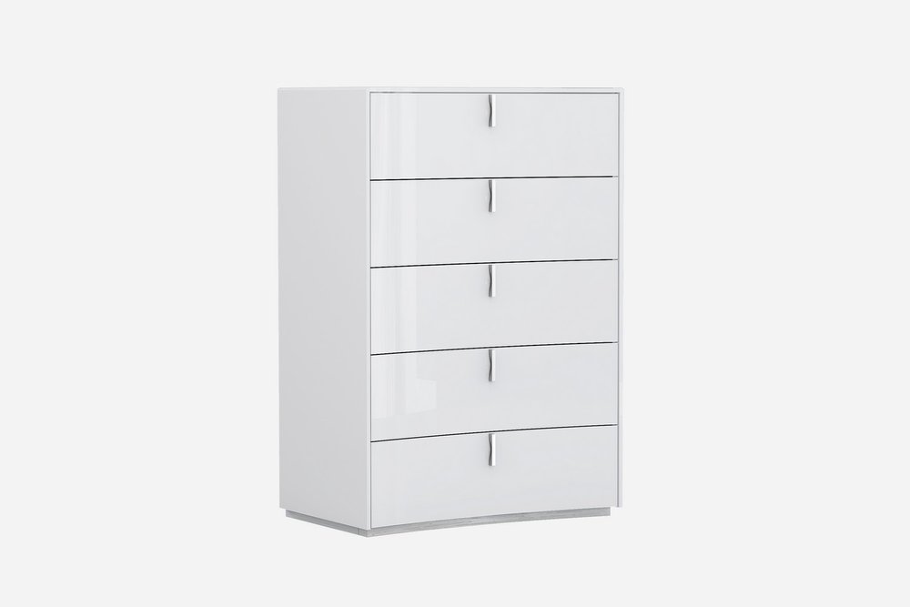 31" White Wood Five Drawer Gentlemens Chest