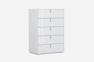 31" White Wood Five Drawer Gentlemens Chest
